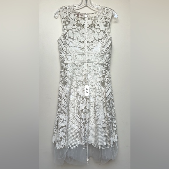 Pankaj & Nidhi White Lace Overlay Mini Dress Sheath Size 4 - Picture 13 of 13
